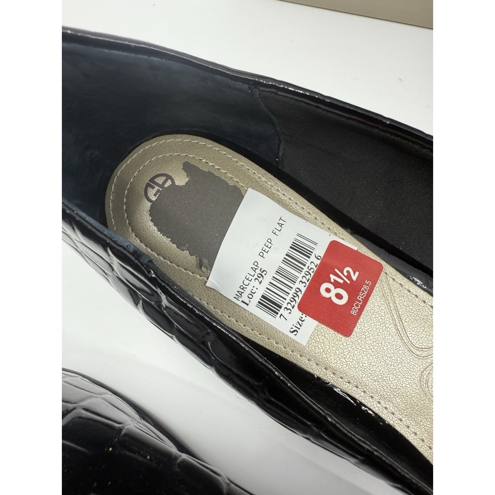 Giani Bernini Black Leather Flat‎ Peep Toe Shoes Size 8.5 NIB Macys - Picture 5 of 7